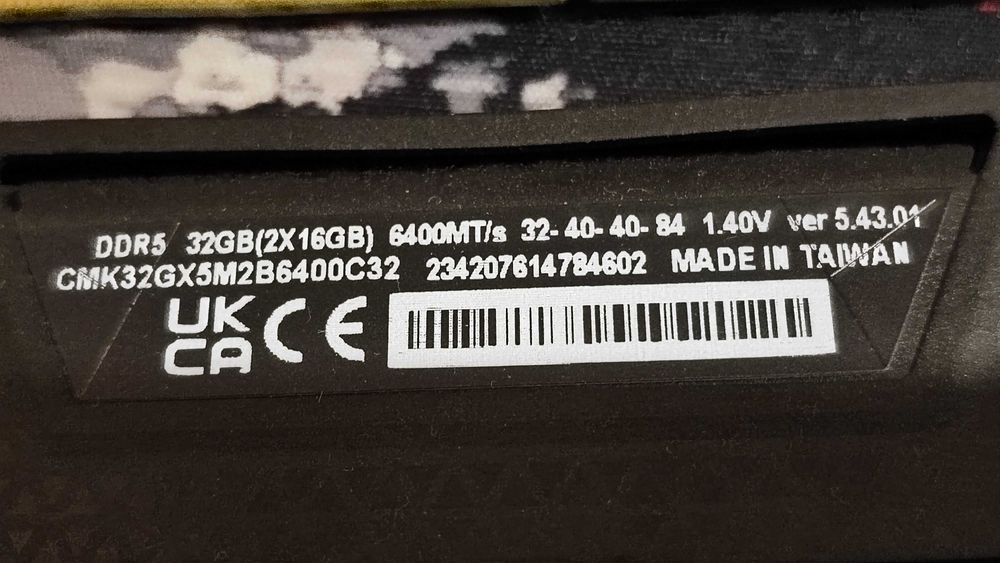 Memorie ram ddr 5 corsair vengeance 32 gb 2x 16gb 6400 mhz