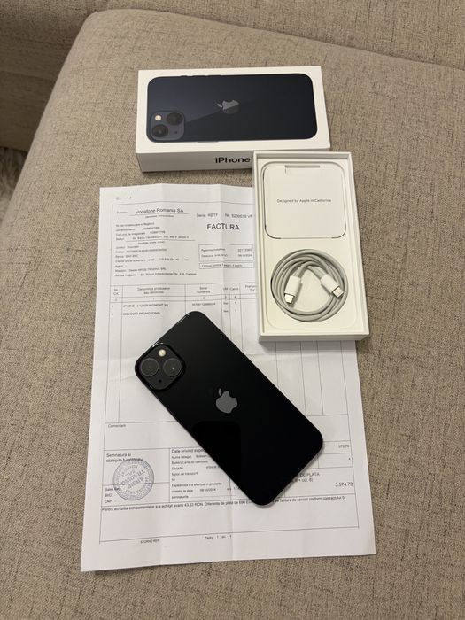 iphone 13 midnight 128gb, ca NOU,baterie 92%, garantie pana la 10/2026