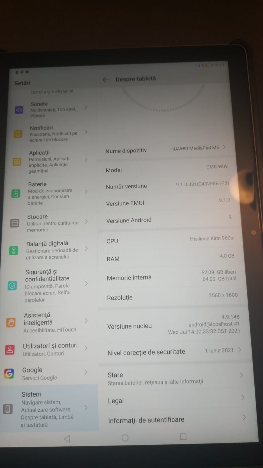 Oferta  ! Tableta Huawei mediapad M5,4 gb RAM,64 gb,10.8".BATERIE nouă
