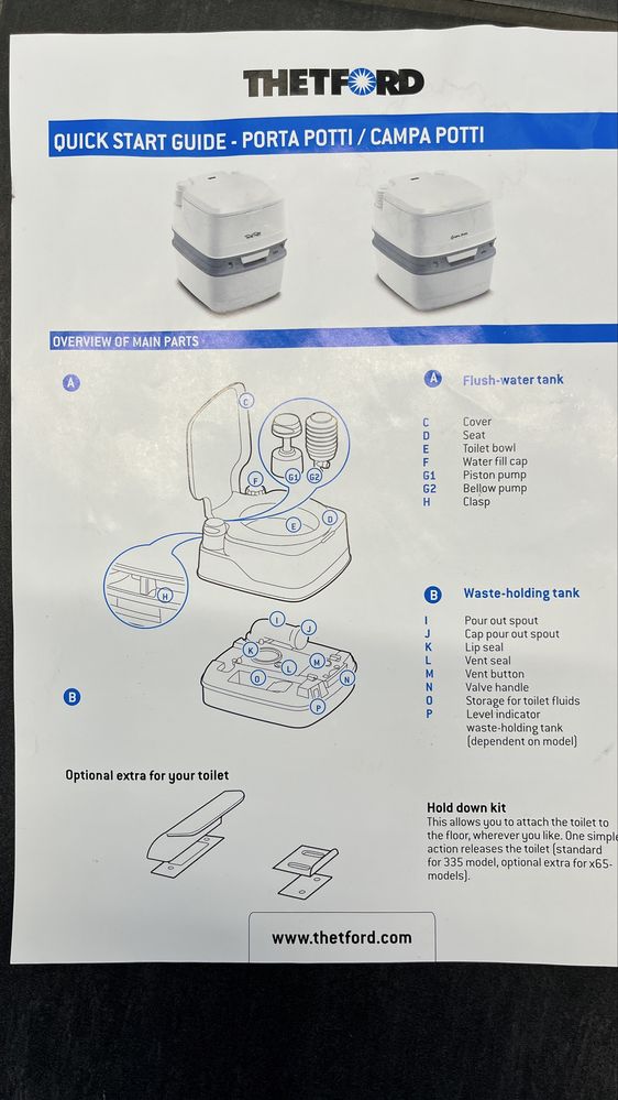 Преносима химическа тоалетна Thetford Porta Potti 365 - чисто нова