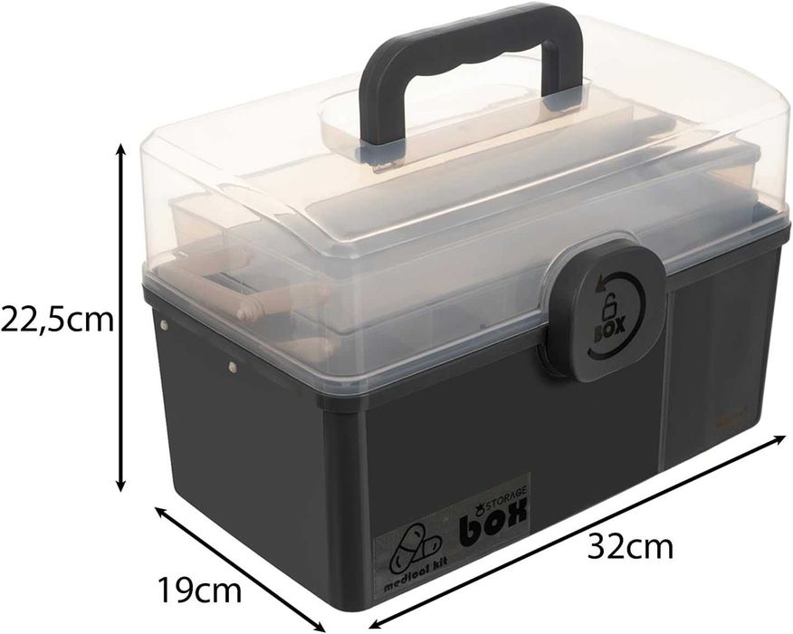 Organizator medicamente cu maner si inchidere sigura cutie depozitare