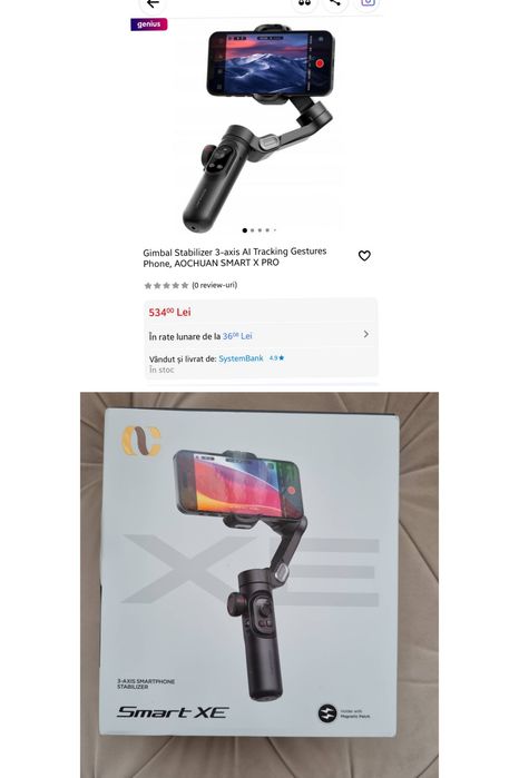 Stabilizator telefon, rotație automata. NOU