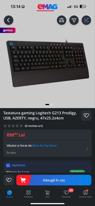 Tastatura gaming Logitech G213 Prodigy, USB, Qwerty - layout Italia