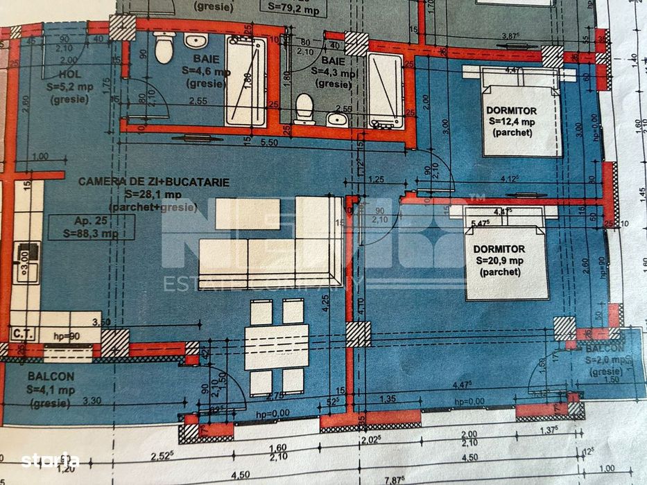 Apartament Nou | 88.3Mp | 130.000 Euro | 3 Camere |