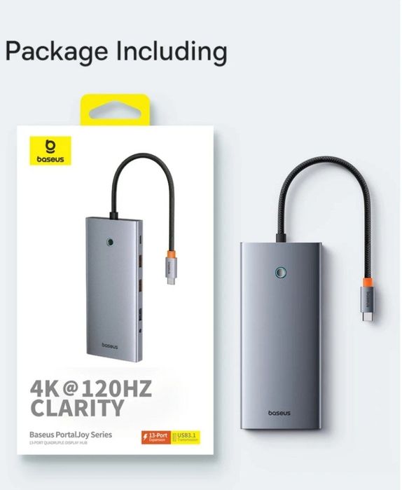 Baseus Hub Хаб Концентратор 13 в 1 Hdmi 8k 4k 60hz Usb 3.2 Rj45