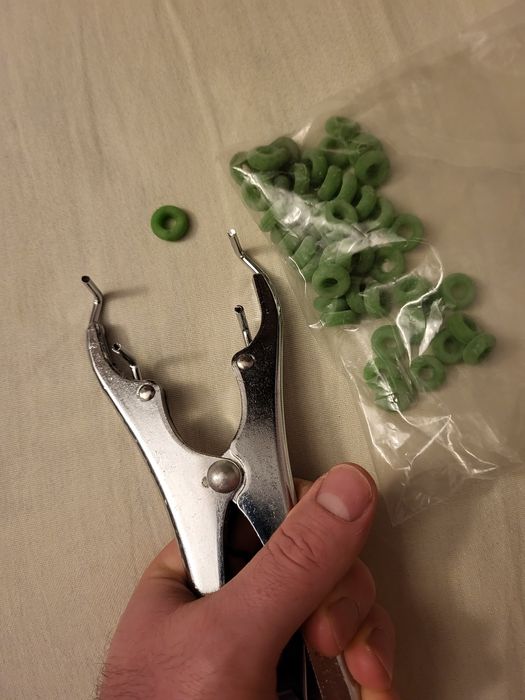 Cleste ecornare/castrare prin aplicare inele de cauciuc + 50 de inele