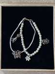 Bratara argint dubla lantisor+perle&.charms