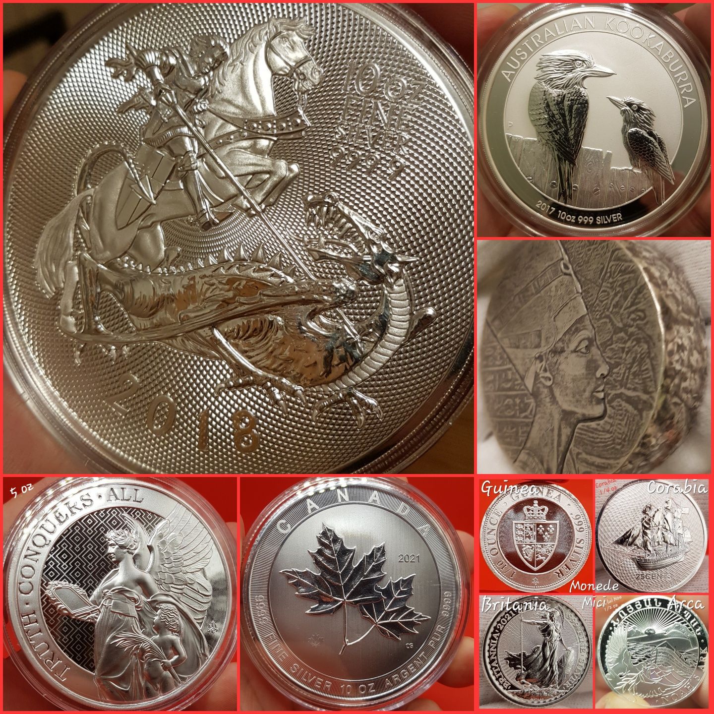 Monede atipice 0.1, 0.25, 0.5, 5, 10 oz argint lingou 999 botez