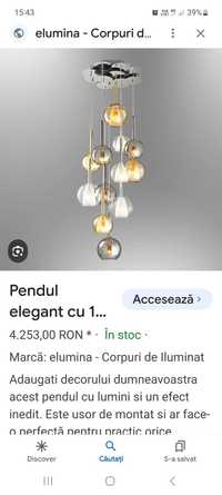 Pendul elegant cu 12 abajururi din sticla mixt