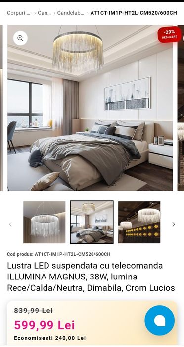 Lustra Led lumina rece 40/60 W