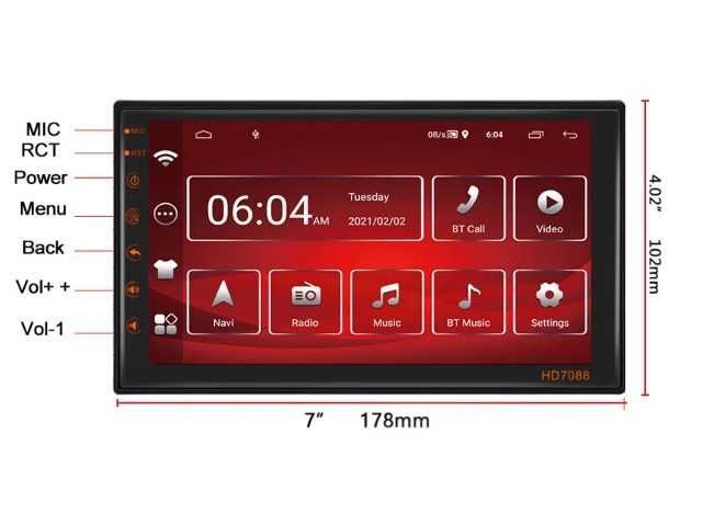 Navigatie Auto, Android, Bluetooth, 4 X 60 W, Format 2 Din, 7 Inch