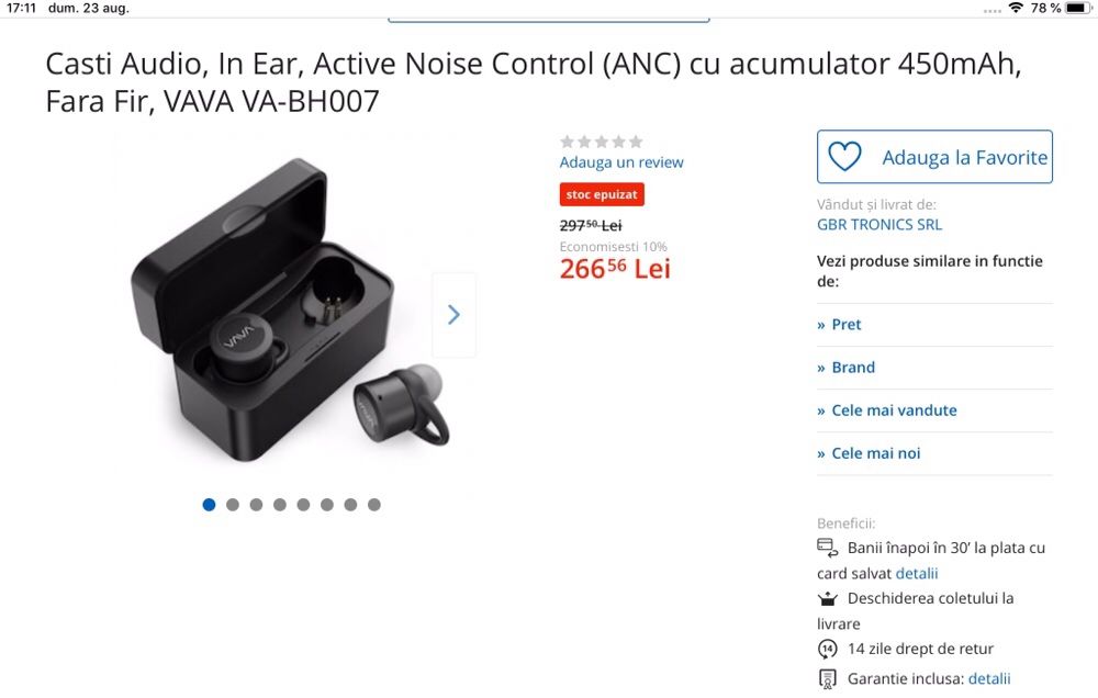 casti bluetooth VAVA VA-BH007 cu dock
