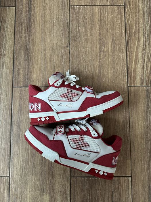 louis vuitton strap trainer red
