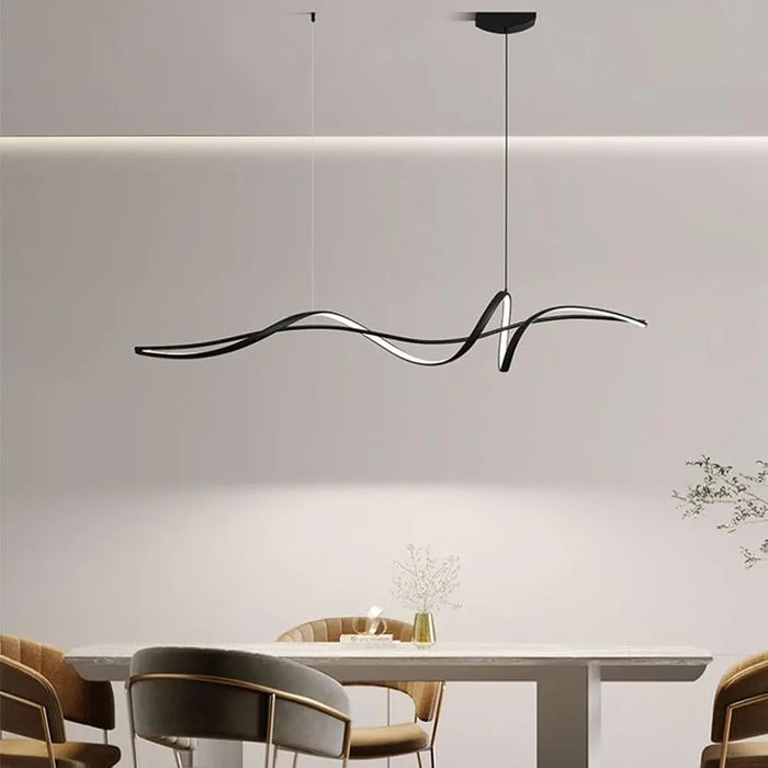 Черна LED висяща лампа за трапезария, висяща, димируема с дистанционно