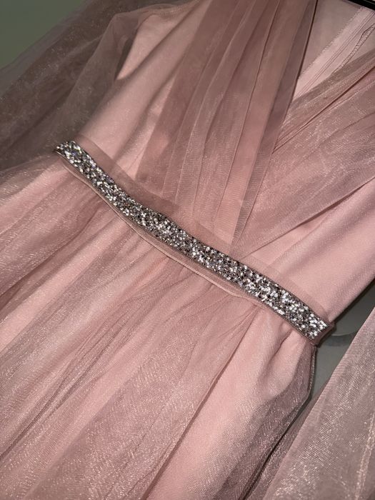 Rochie midi de ocazie, roz prafuit, 3XL(46)