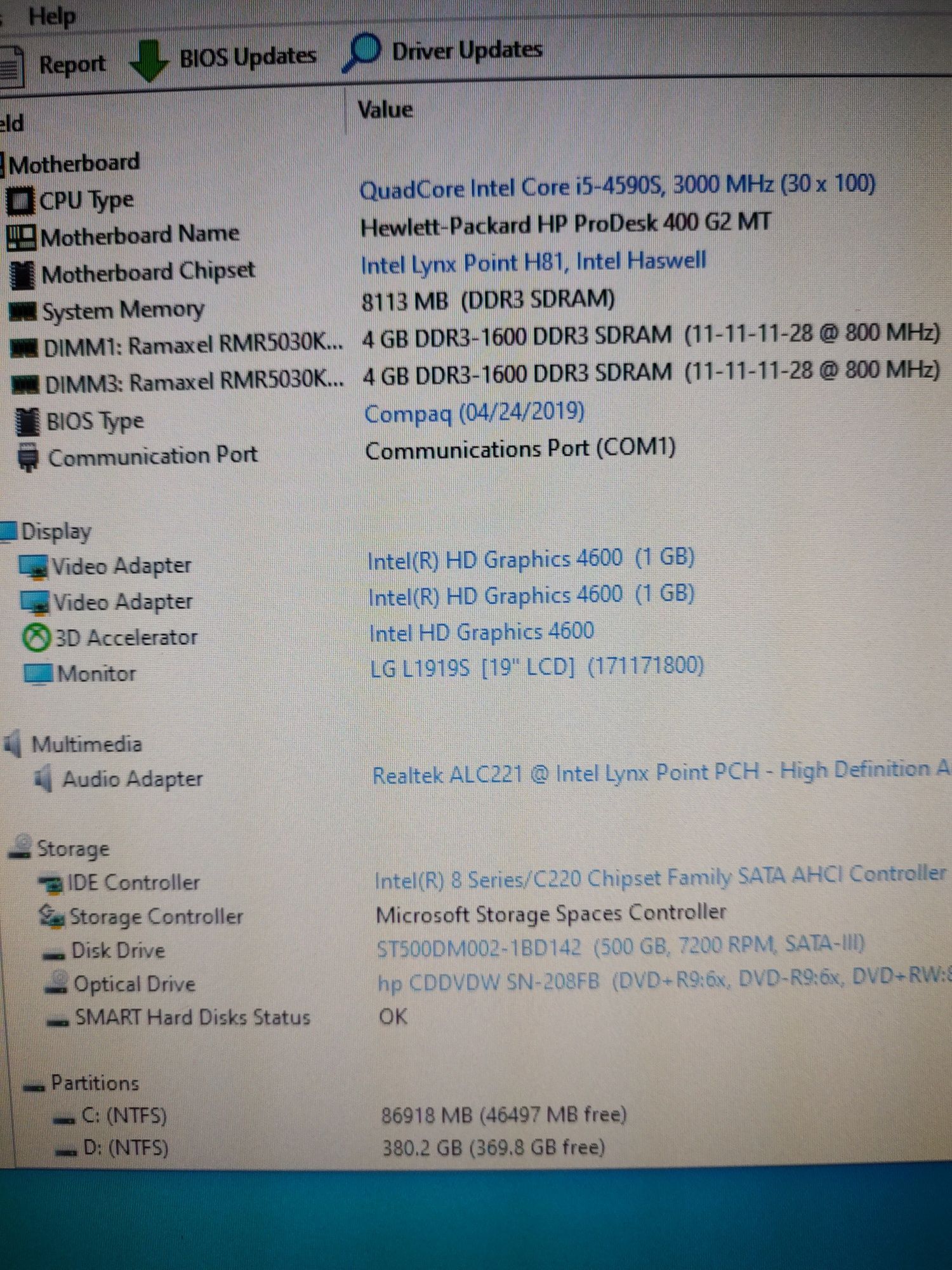 Unitate HP ProDesk (i5 4590s, 8GB RAM, SSD 128GB, HDD 500 GB)