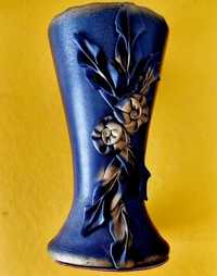 Vaza unicat manufactura 20 cm (ceramic si exterior imbract in piele)