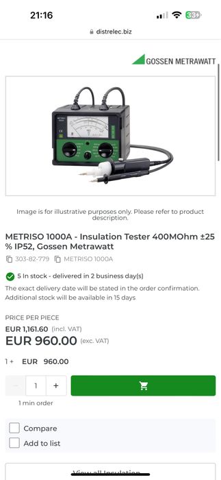 Tester rezistenta izolatie Gossen Metrawatt metriso 1000a 400MQ