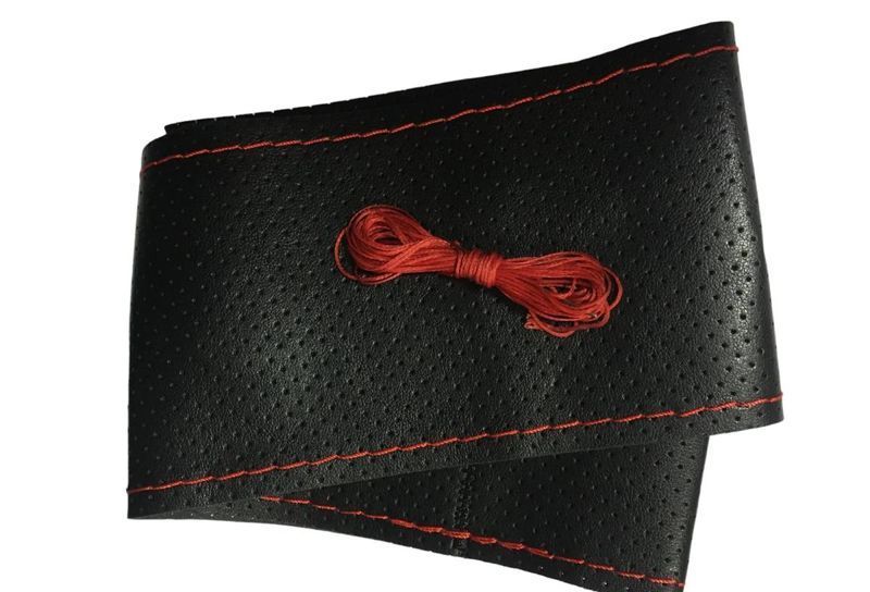 Калъф за Волан за Шиене от Еко Кожа Черен+Червен конец- 38см