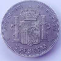 Monedă 5 pesetas 1884 argint Alfonso Xll
