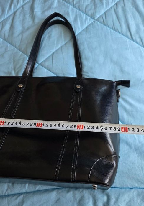 дамска бизнес кожена чанта с отделение за лаптоп S-Zone