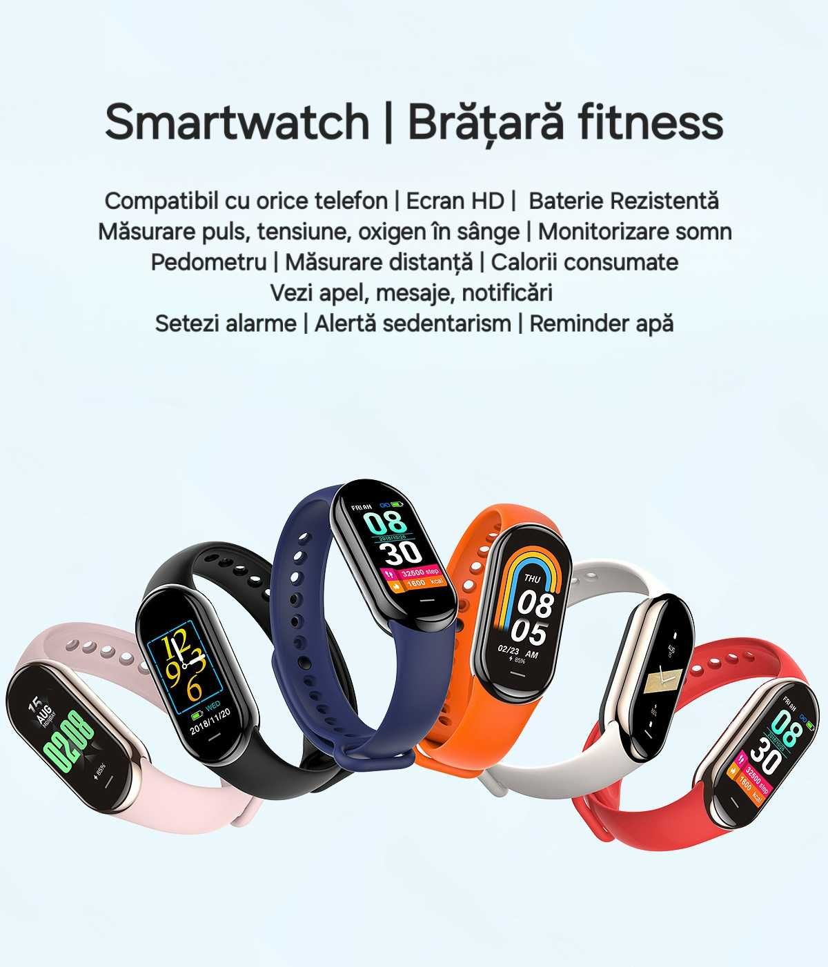 Smartwatch Delicat Roșu: Apeluri+Mesaje. Notificari, Sănătate, Fitness