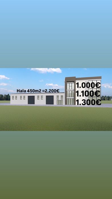 De închiriat 3 spații de 200m2 și hala de 450m2