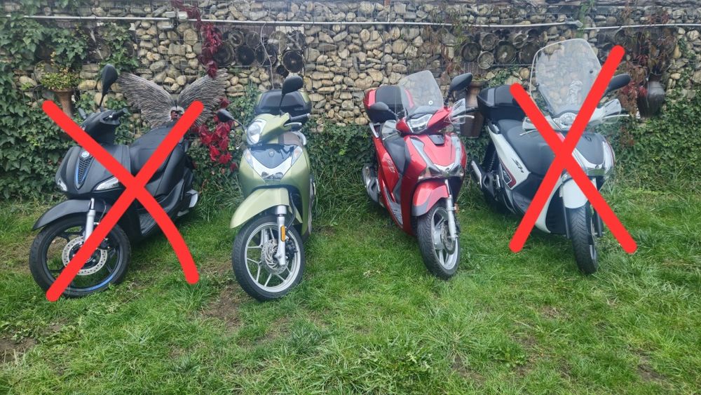 Vand scutere: Honda SH 125i, Piaggio Liberty 125, Honda SH Mode 125.