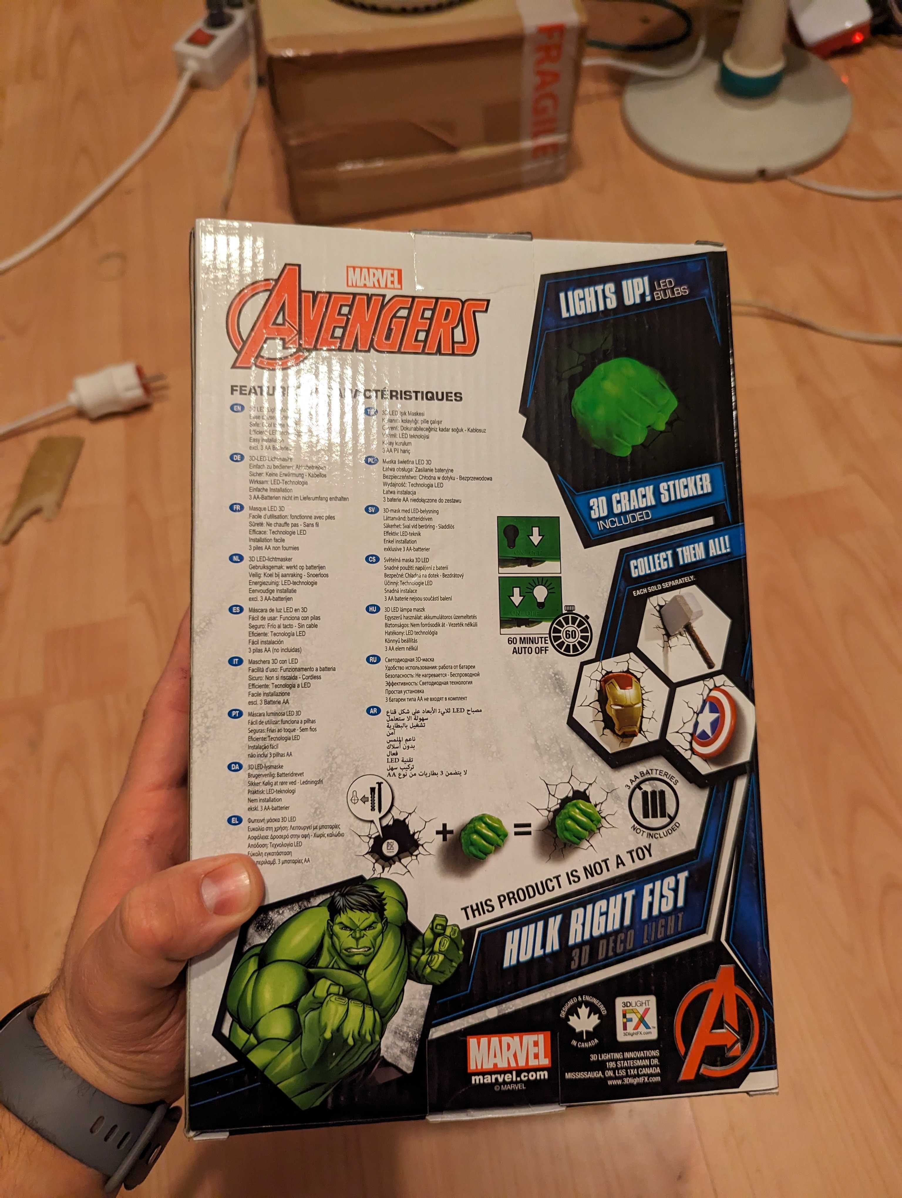 Lampa 3d Avengers Hulk Right Fist