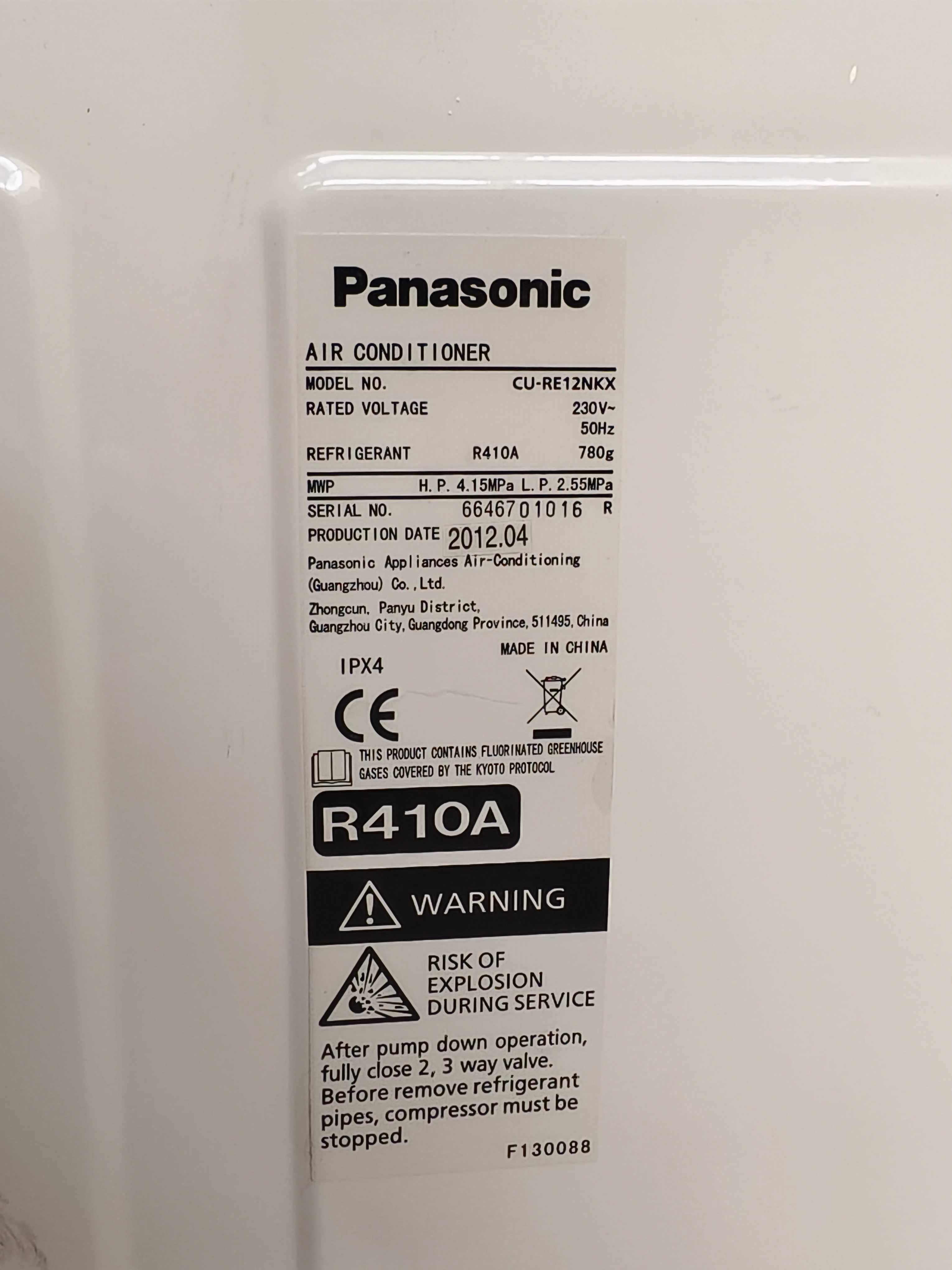 Panasonic RE12NKX (инверторна сплит система)