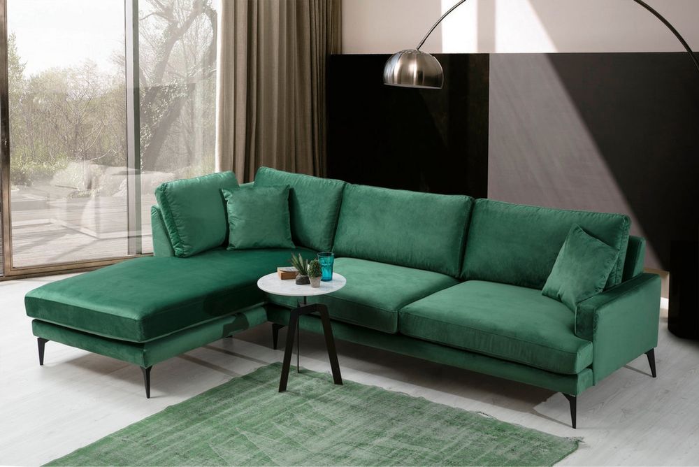 Coltar verde  stofa pe stanga 283/180/90 cm