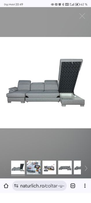 Coltar U Extensibil Cu Lada, Naturlich, Tetiere Reglabile, 375 Cm