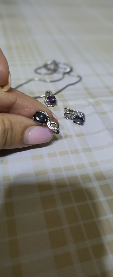 Set argint cu pietre topaz