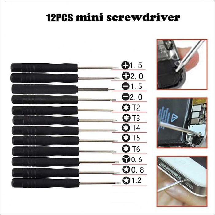 Set 12 surubelnite Torx Hex T2 T3 T4 T5 T6 Y iPhone, Macbook, ochelari