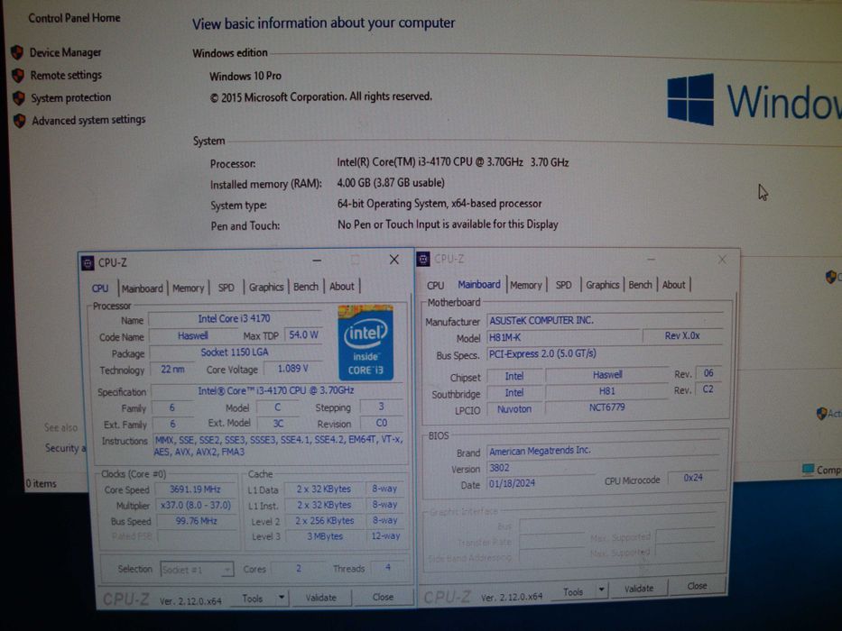 Placa de baza Asus H81M-k sk 1150 + procesor intel core i3 4170 3.7Ghz