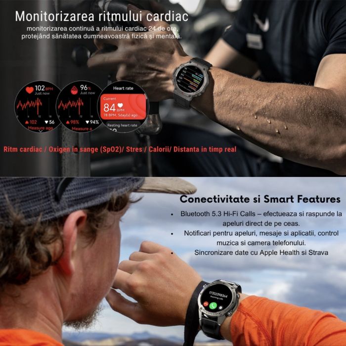 Smartwatch IOS/Android PENTRU BARBATI cu GPS , Baterie 500 mAh ,