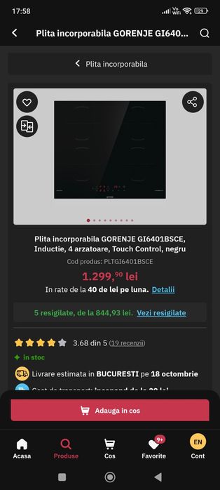 Plita incorporabila GORENJE GI6401BSCE, Inductie, 4 arzatoare, Touch C