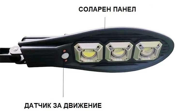 Соларна LED лед лампа 900W 1/3/5/10бр. стойкa дистанционно прожектор