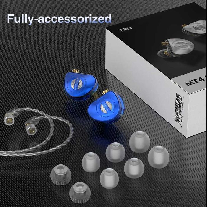 Новые запечатанные проводные наушники TRN MT4PRO 2DD цвет Silver HI-FI