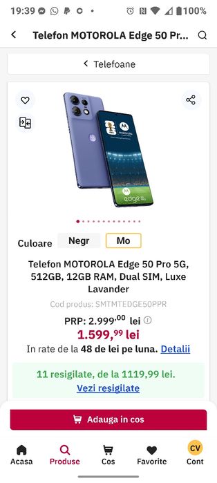 Moto 50Telefon MOTOROLA Edge 50 Pro 5G, 512GB, 12GB RAM, Garantie