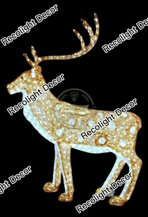 Sanie luminoasa cu reni, sanii luminoase de exterior, iluminat Craciun