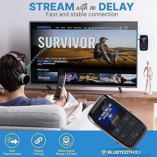 Безжичен Bluetooth трансмитер - 2-в-1 аудио адаптер Pyle