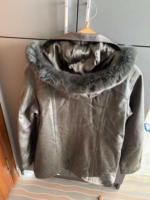 Палто от естествена кожа и пух