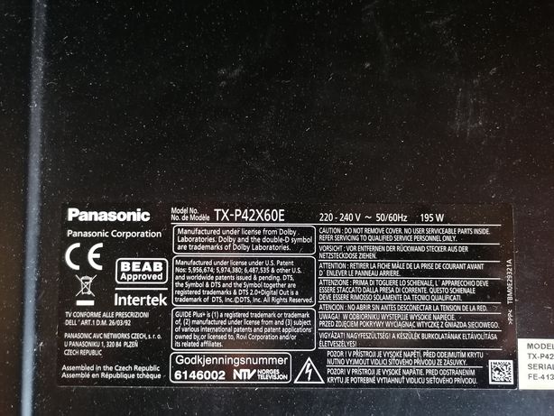 Plasma Panasonic tx-p42x60