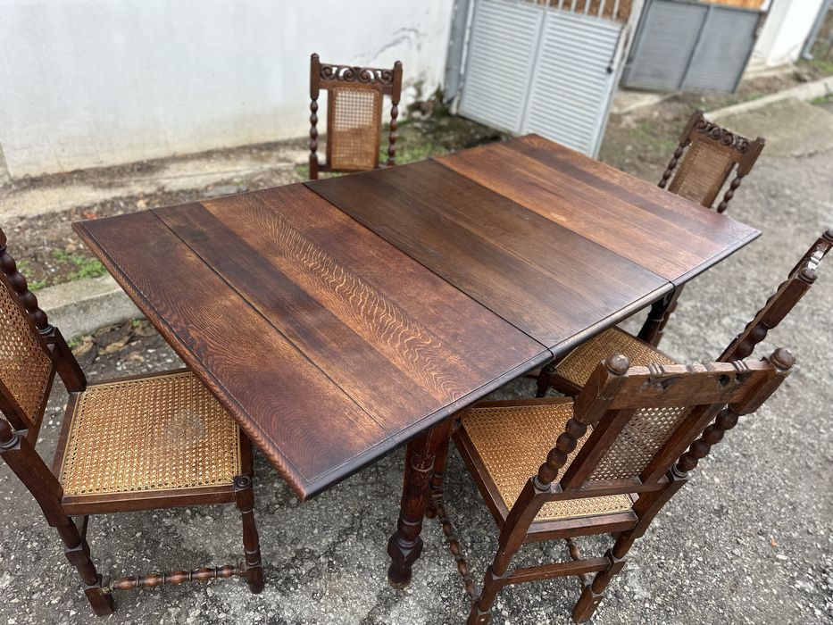 Масивна разтегателна маса с 5 стола (Рустик)