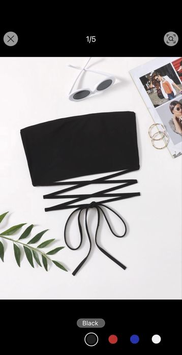 Дамски топ с връзки около кръста