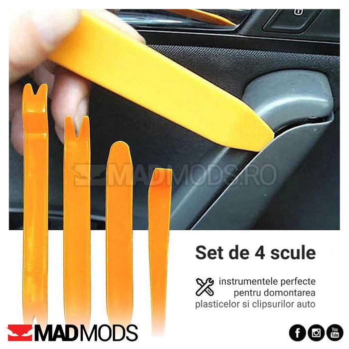 Set 4 scule din plastic instrumente demontare plastice clipsuri auto