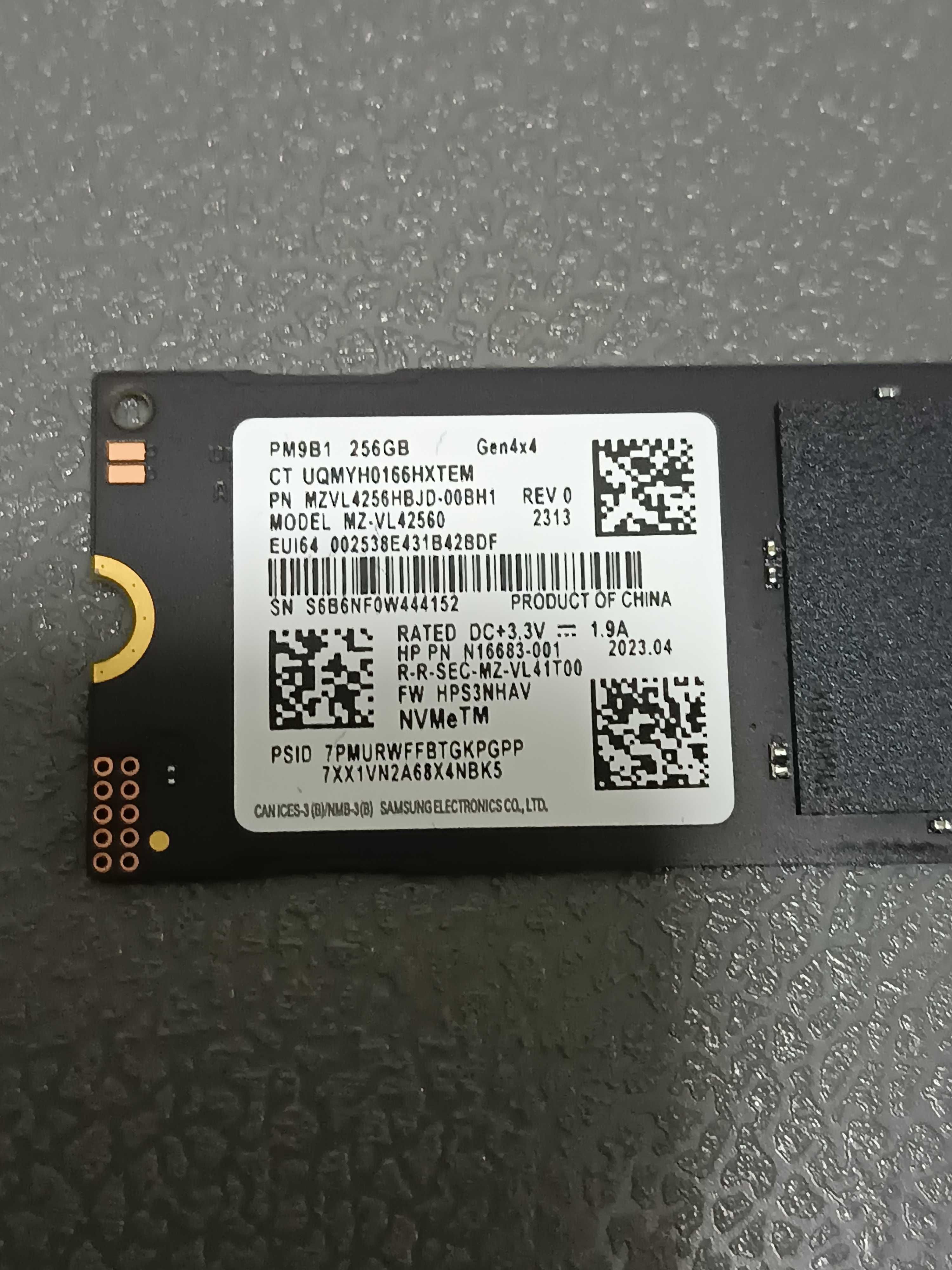 SSD NVme  Samsung 256 gb