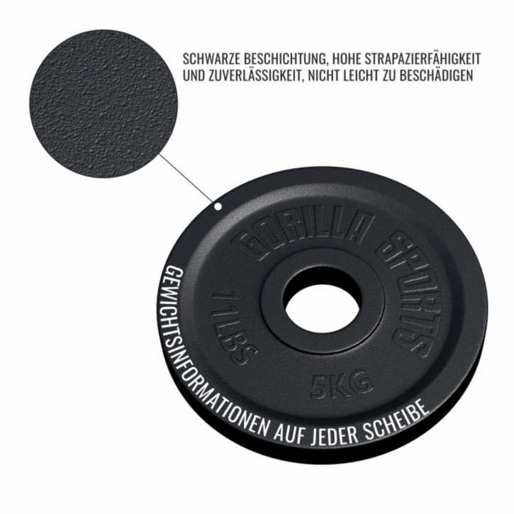 Disc Olimpic din fontă 50/51 mm Negru de 5kg