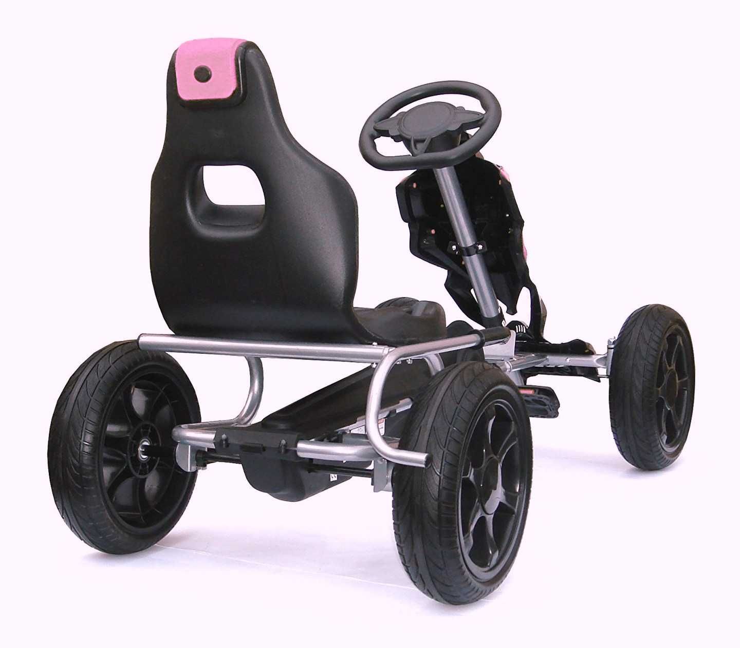 GO Kart cu pedale, Kinderauto Thunder cu roti EVA, culoare roz